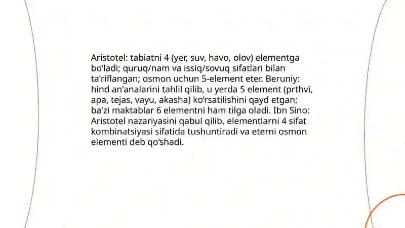 Aristotel, Beruniy va Ibn Sino: tabiat haqidagi qarashlar 4