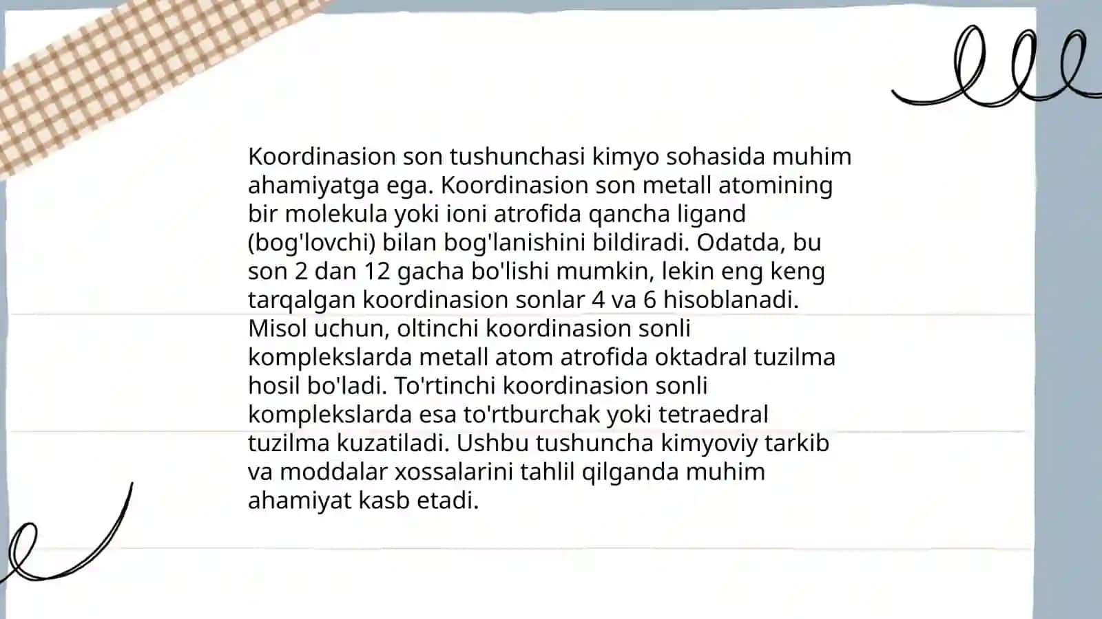 Koordinasion son, kompleks ion zaryadi va uning beqarorlik konstantasi doir masalalar yechish 4