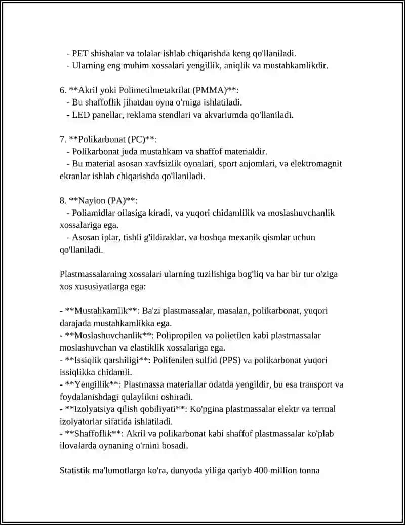 PLASSMASSALARDAN DETALLAR TAYYORLASH USULLARI 4