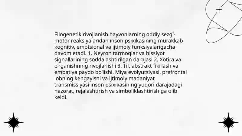 PSIXIKANING VUJUDGA KELISHI VA EVOLUTSIYASI 4