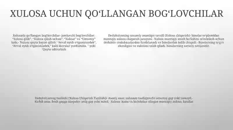 Xulosa Chiqarishning Umumiy Mantiqiy Tavsifi 4