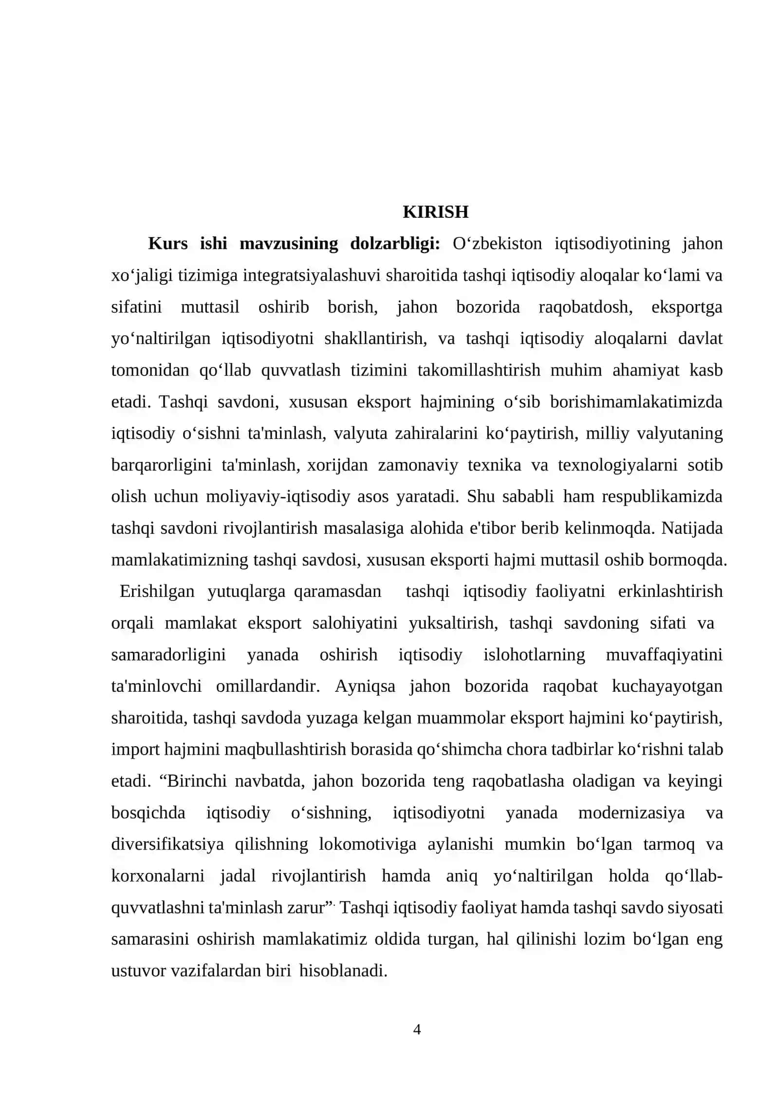 O‘zbekiston Respublikasining tashqi savdo munosabatlari 4