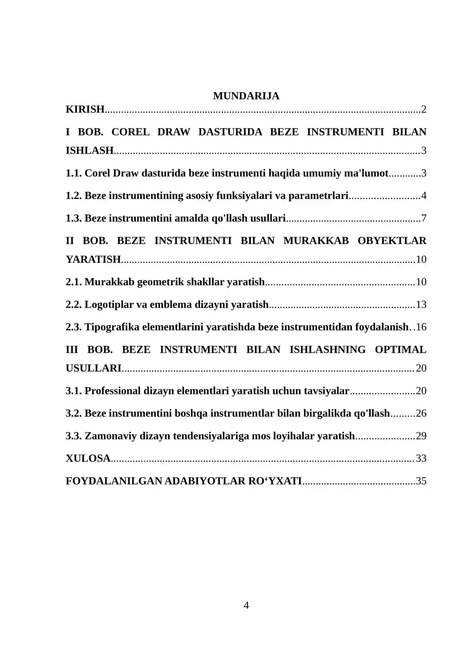 Corel Draw dasturida beze instrumenti bilan ishlash 4