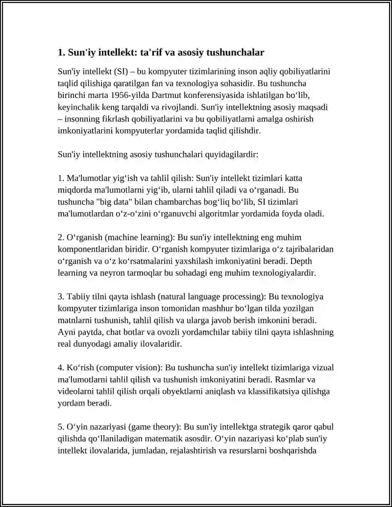 Sun'iy Intellekt: Asosiy Tushunchalar va Ilovalar 4