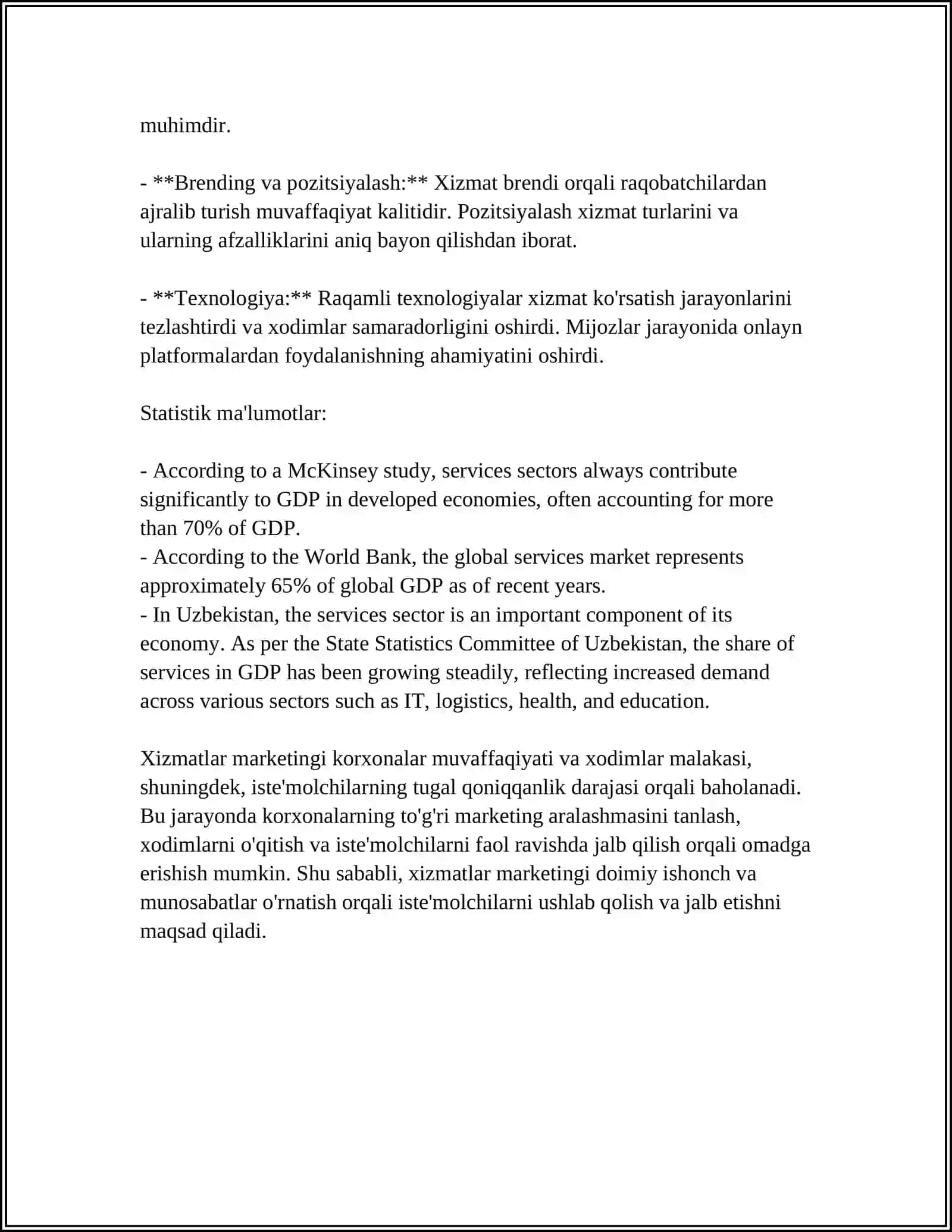 XIZMATLAR MARKETINGI VA ULARNING XUSUSIYATLARI 4