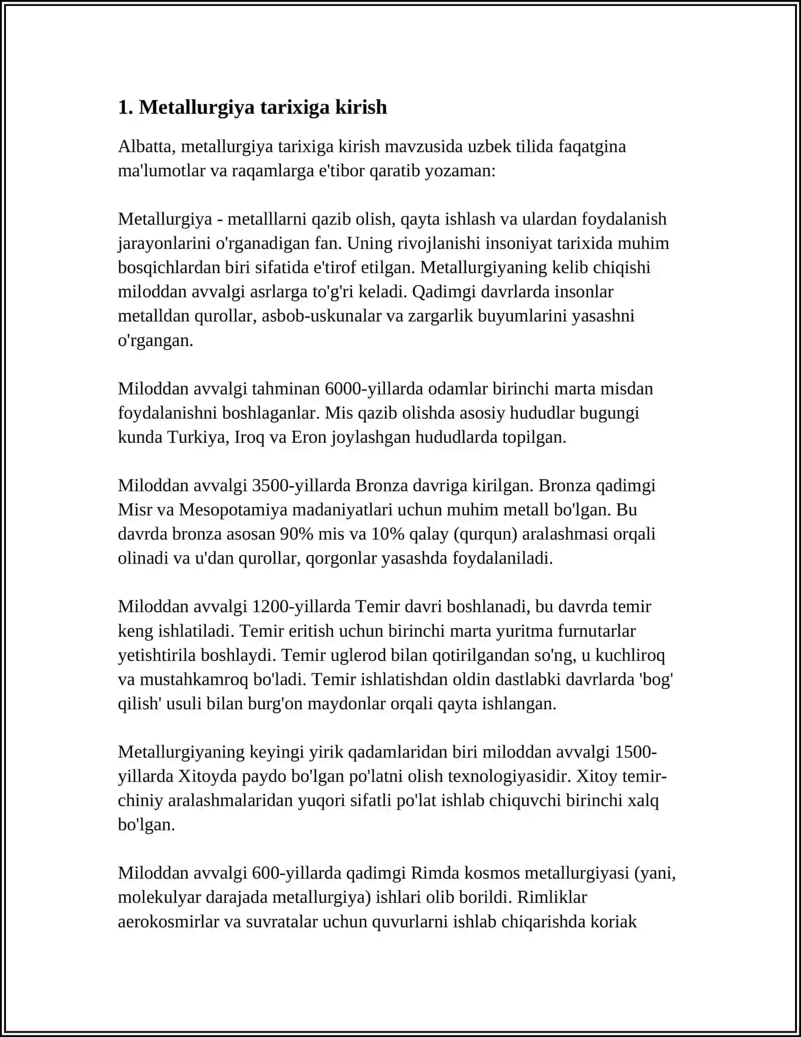 METALLURGIYANING SHAKLLANISHI TAJRIBAVIY KIMYOGA ASOS SOLINISHI 4