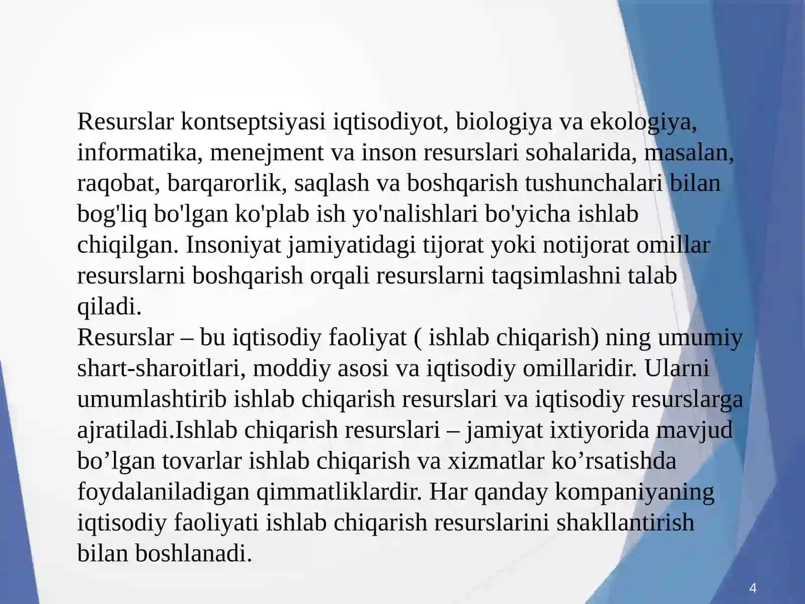 Iqtisodiyot resurslari tushunchasi 4