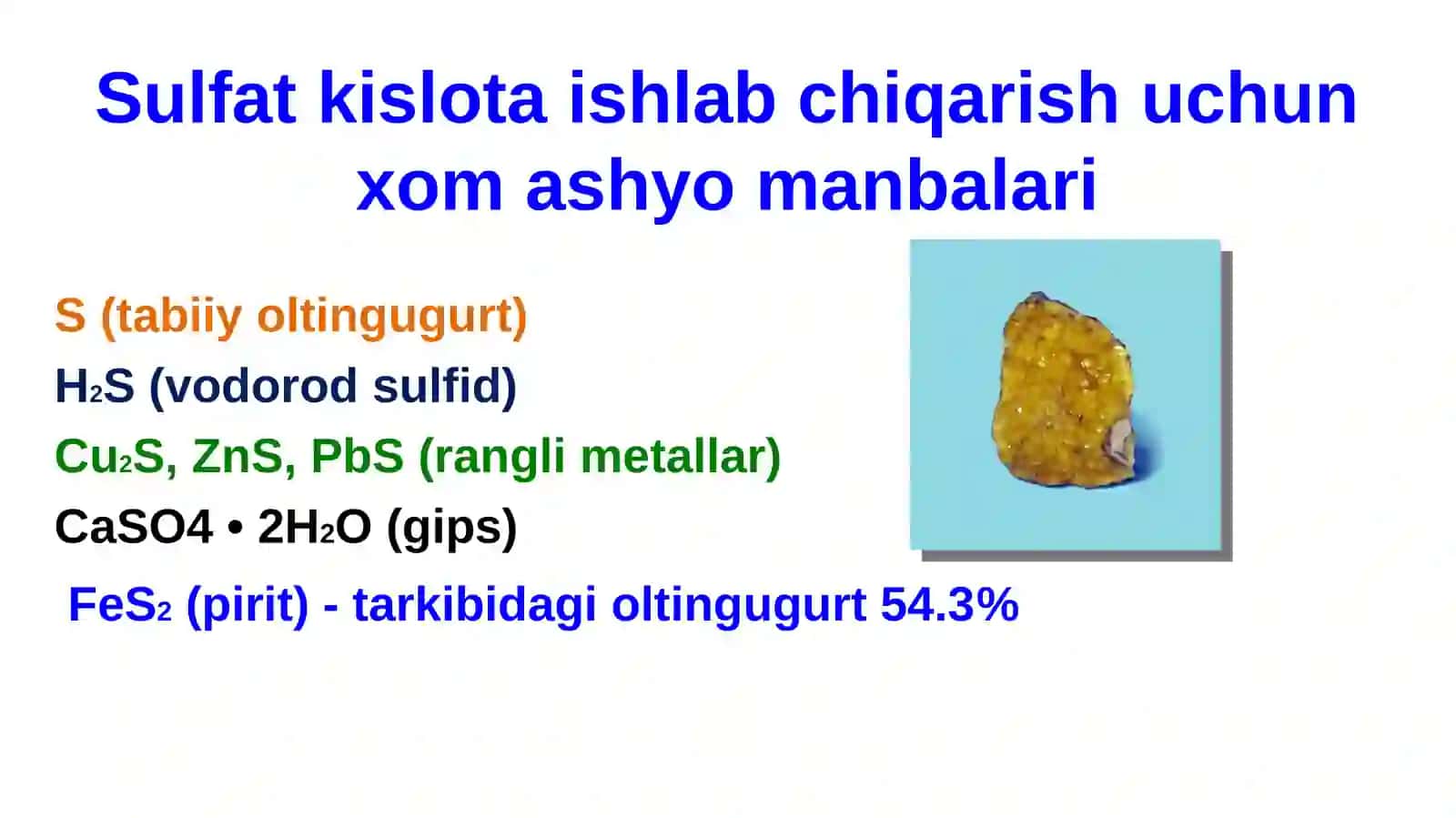 Sanoatda sulfat kislota ishlab chiqarish 4