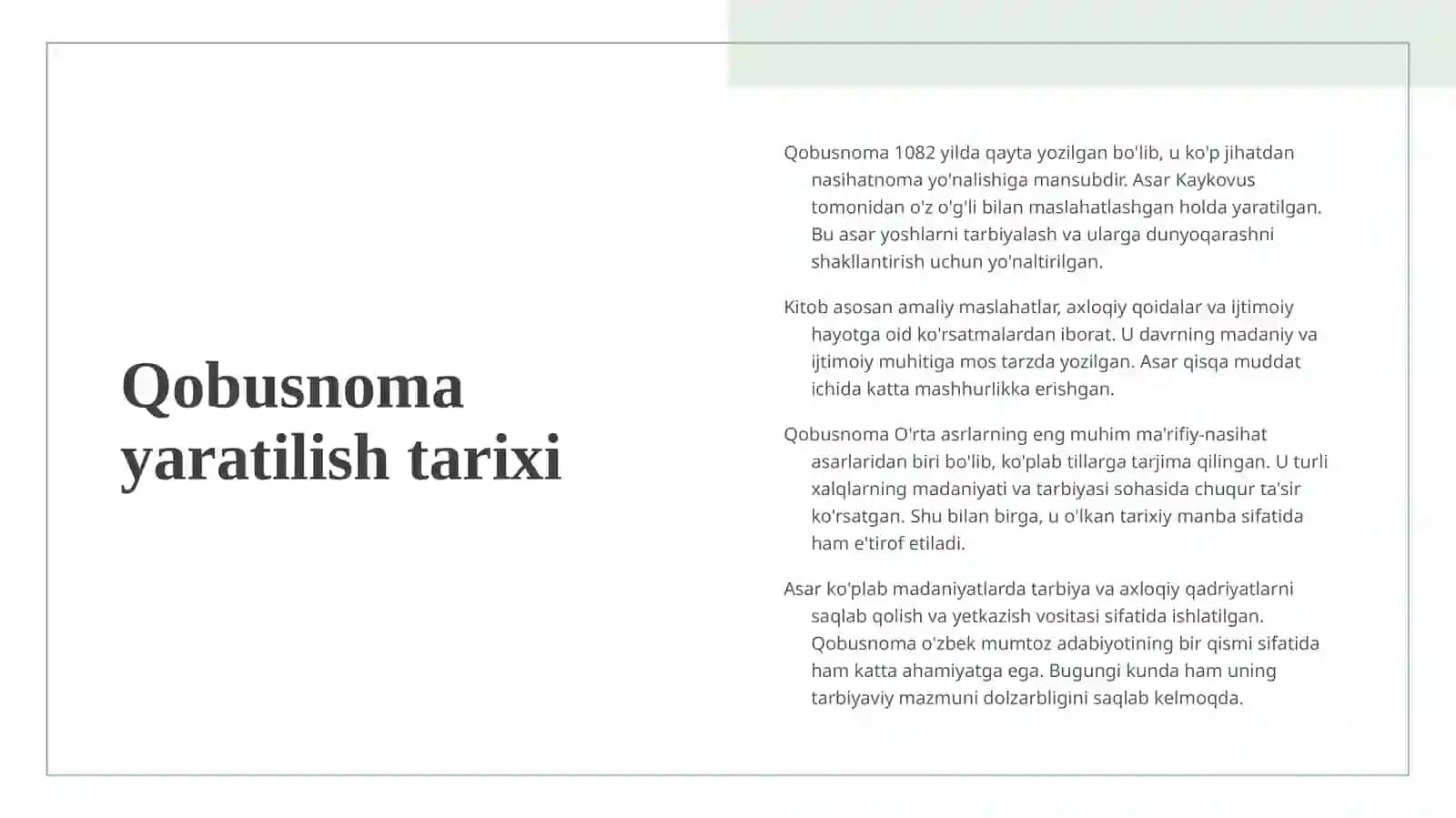 Kaykovusning ''Qobusnoma'' asari va uning tarbiyaviy ahamiyati 4