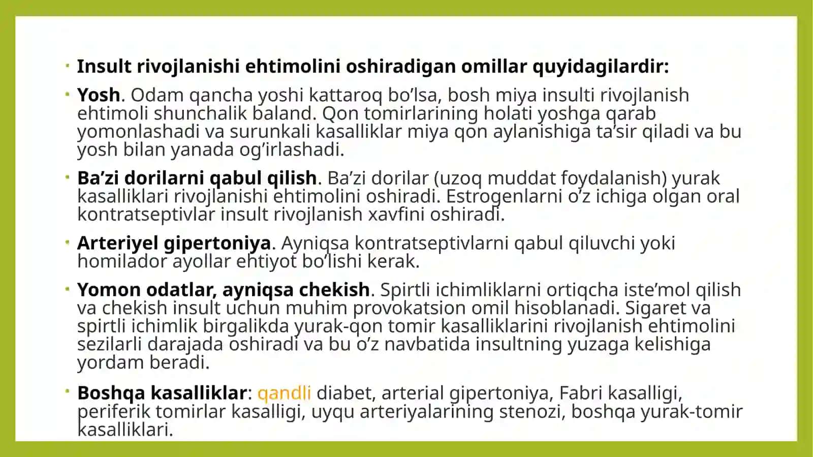 Insult - Sabablari, Xavf Omillari, Belgilari, Tashxis, Davolash va Oldini Olish 4