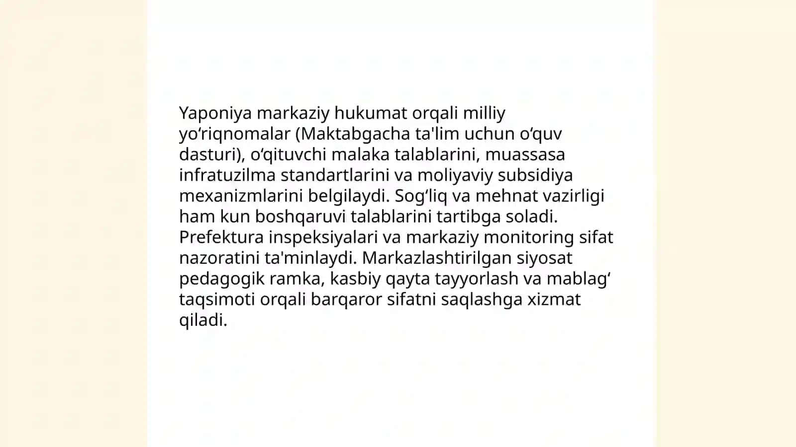 Turli mamlakatlarda maktabgacha ta’limda markazlashtirilgan tashkilotni qo‘llash 4