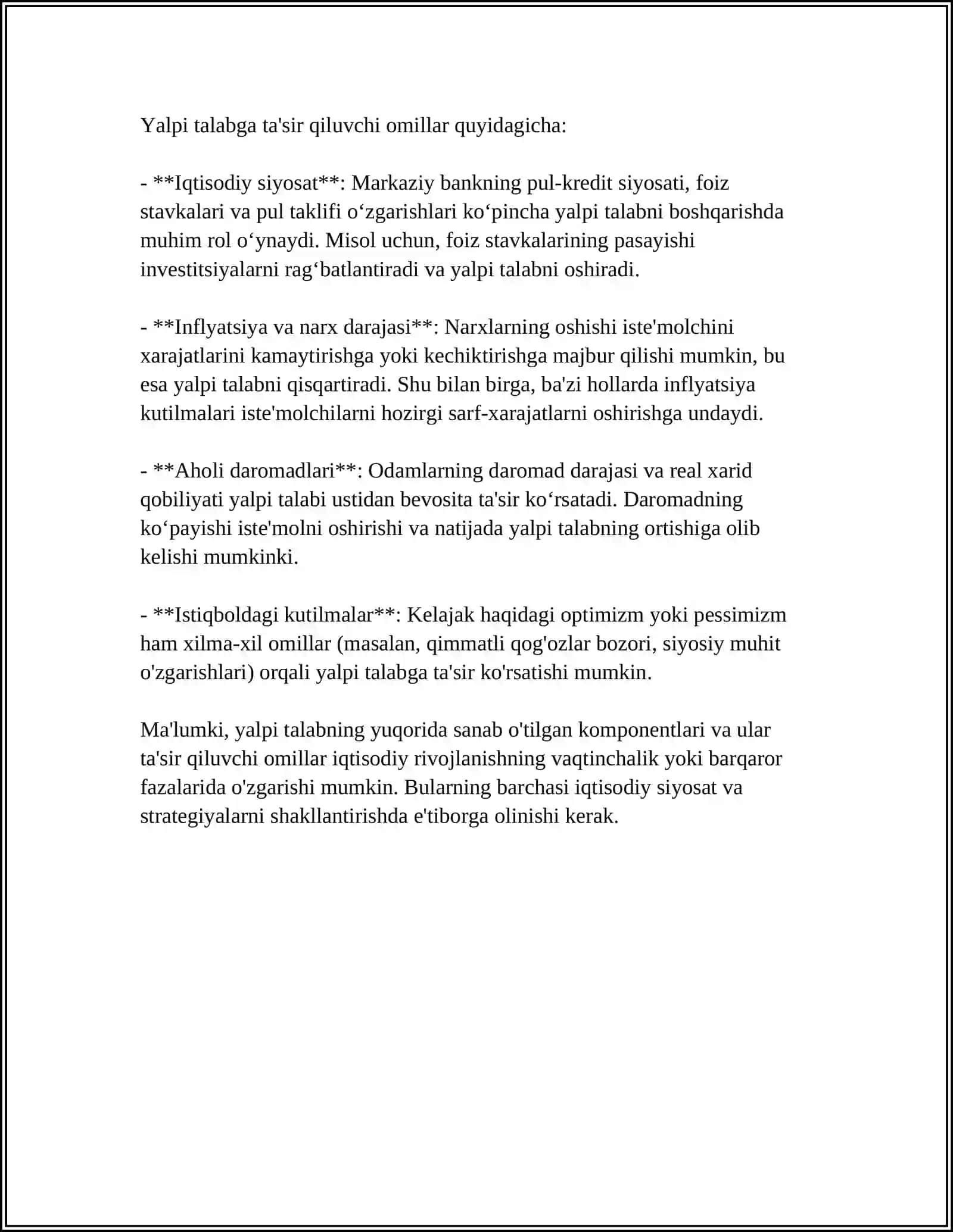 OʻZBEKISTON RESPUBLIKASIDA YALPI TALAB VA YALPI TAKLIF DINAMIKASIVA TARKIBI TAHLILI 4
