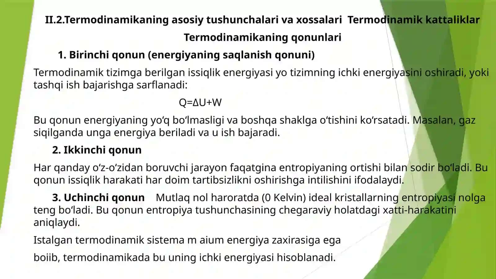 Termodinamikaning 1-qonuni 4