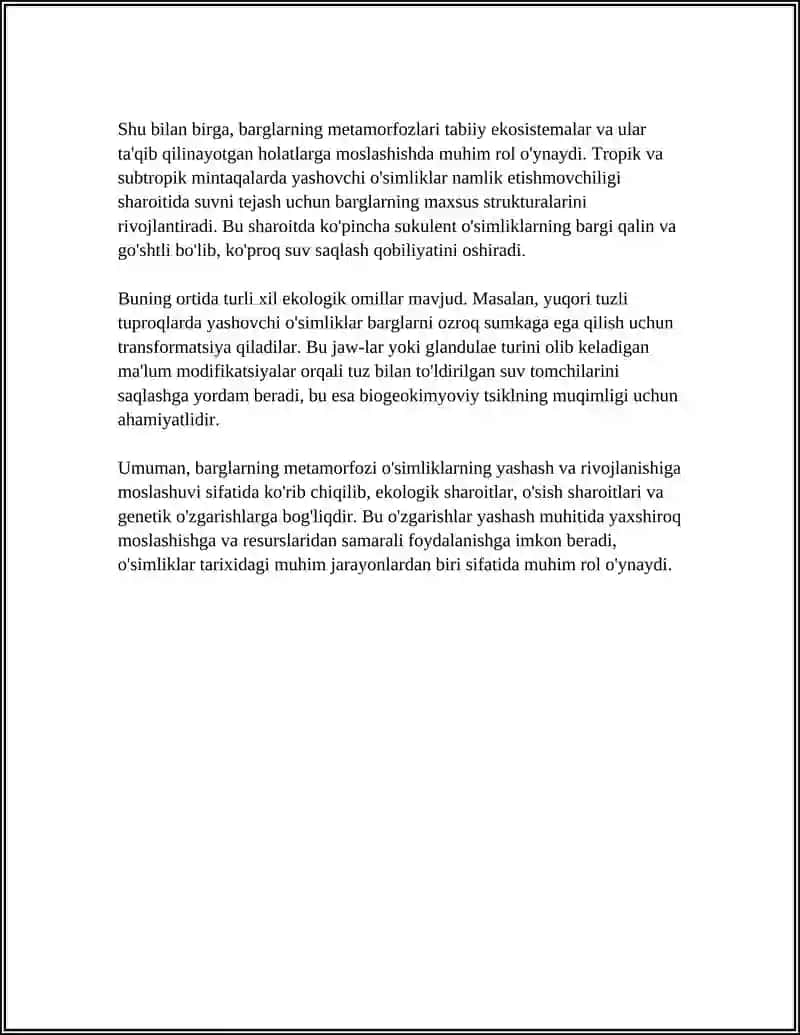 O’SIMLIKLAR. ORGANLARINING METAMORFOZI 4