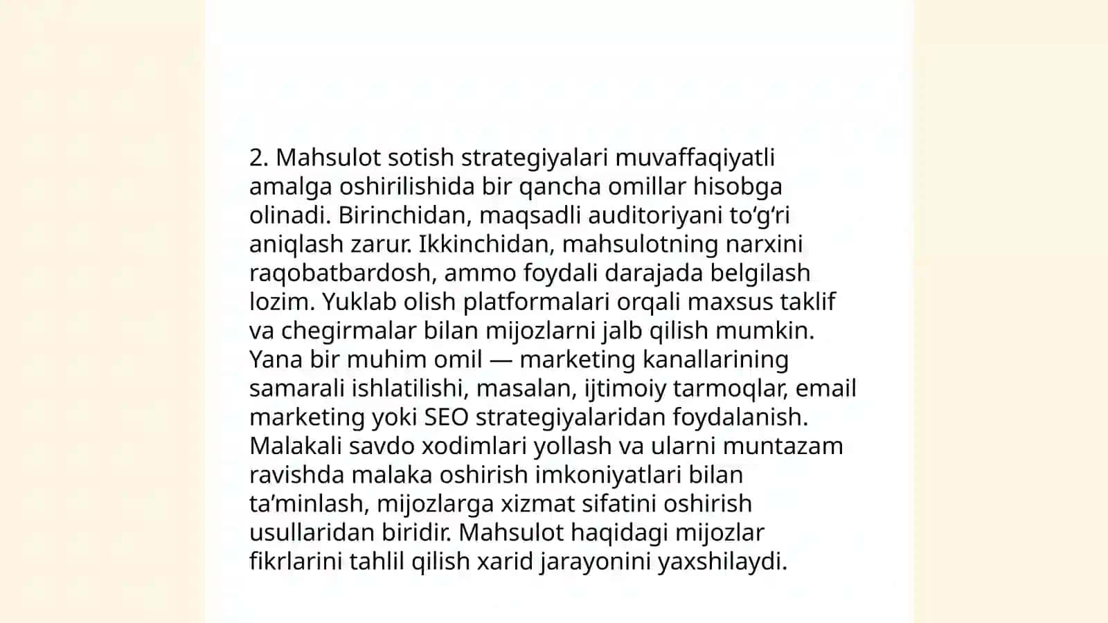 Korxonalarda mahsulot sotilishi taxlili va rejalashtirilishi 4