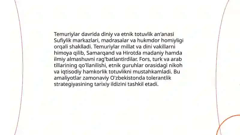 O'zbekistonda tolerantlik va millatlararo totuvlikning ta'minlashning tarixiy ildizlari va demokratik asoslari 4