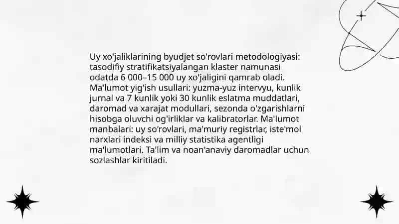 Aholining daromad va xarajat statistikasi 4