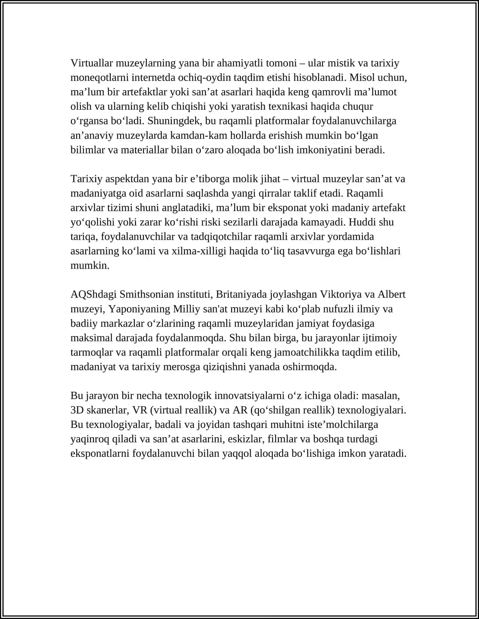 Virtual muzeylar va ularning ahamiyati 4