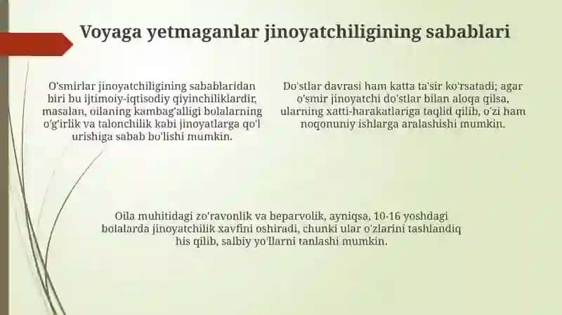 Jinoyatchilik va Voyaga Yetmaganlar Delinkvensiyasi: Ta'rif, Sabablar va Oqibatlar 4