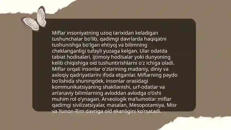 Mif va uning turlari. Afsona va rivoyatlar tahlili va tasnifi 4