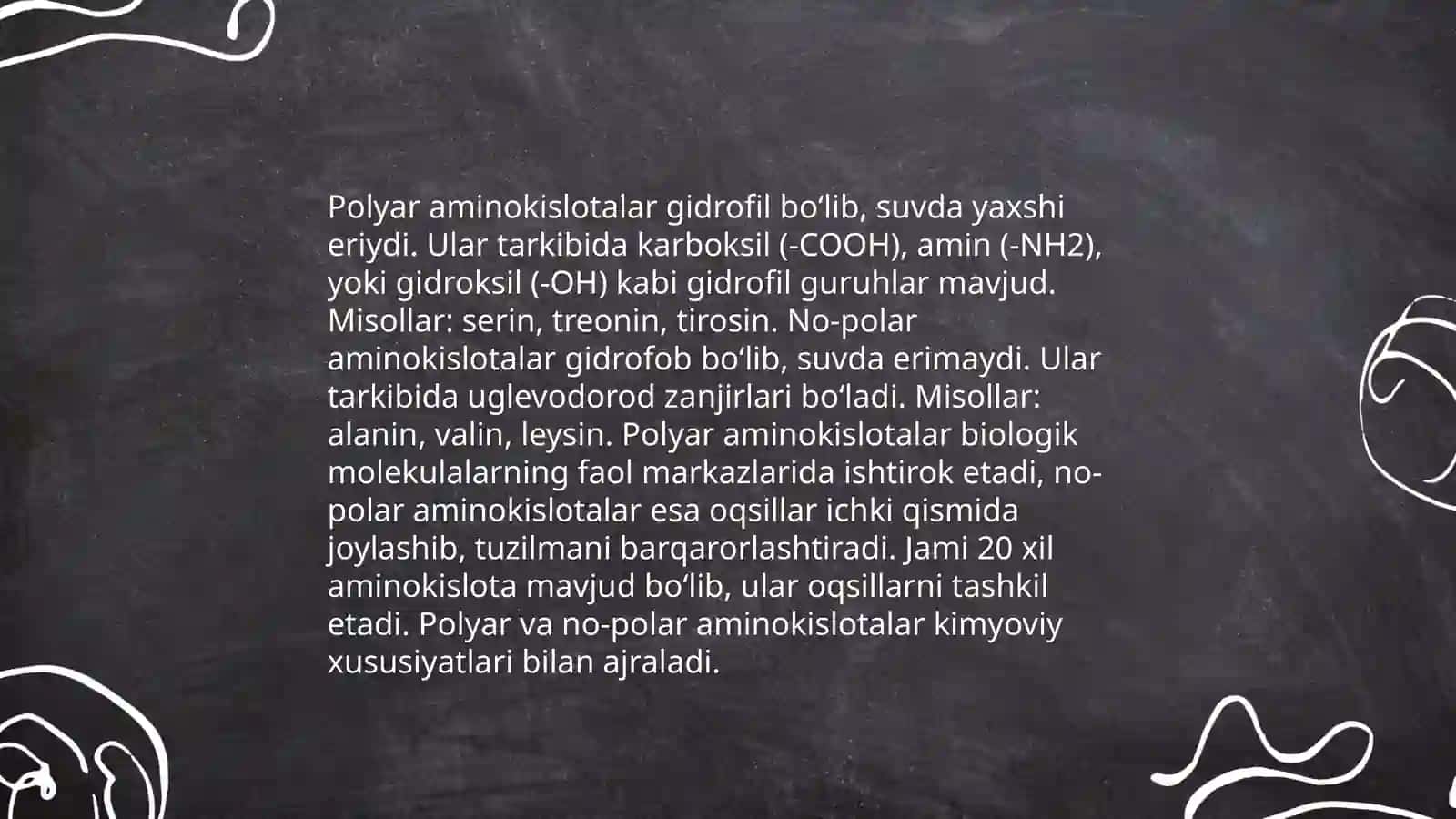 Ayrim aminokislotalarning o'ziga xosligi 4