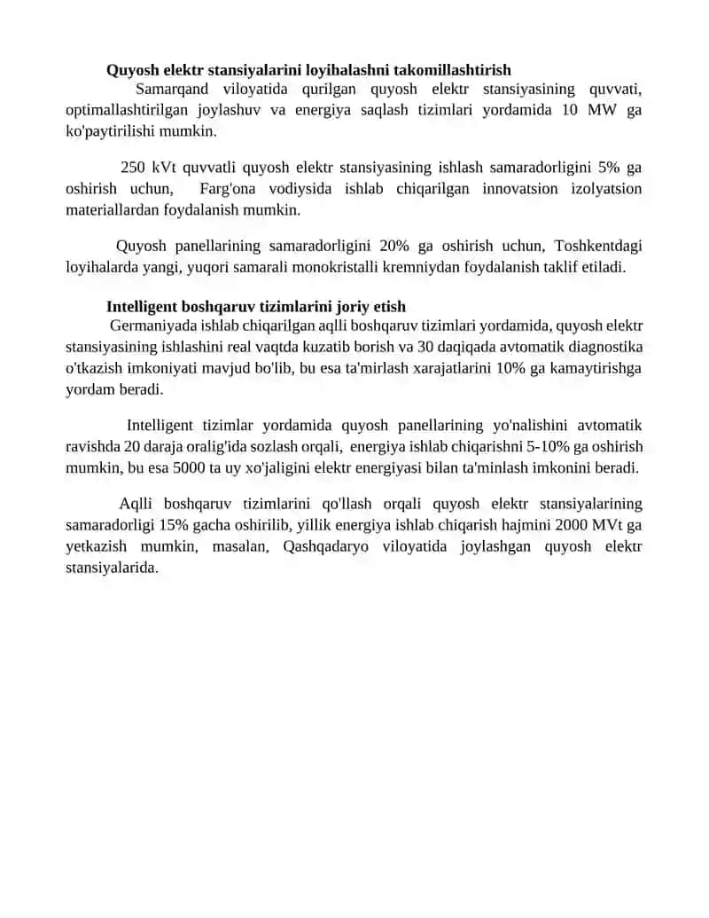 Quyosh elektr stansiyalarining quvvatini oshirish yo'llari 4