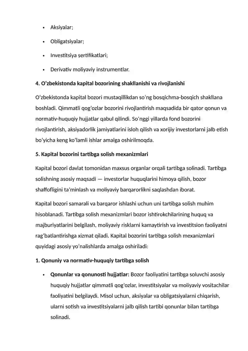 Kapital bozori va uni tashkil etilishi 4