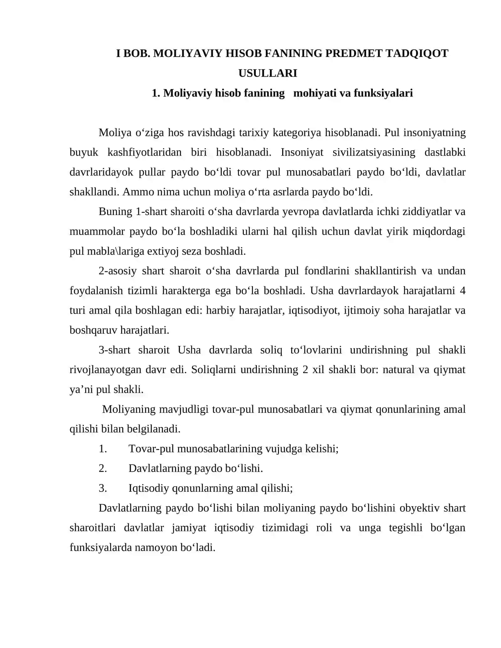 MOLIYAVIY HISOB FANINING PREDMET TADQIQOT USULLARI VA BOSHQA FANLAR BILAN OZARO BOG’LIQLIGI 4
