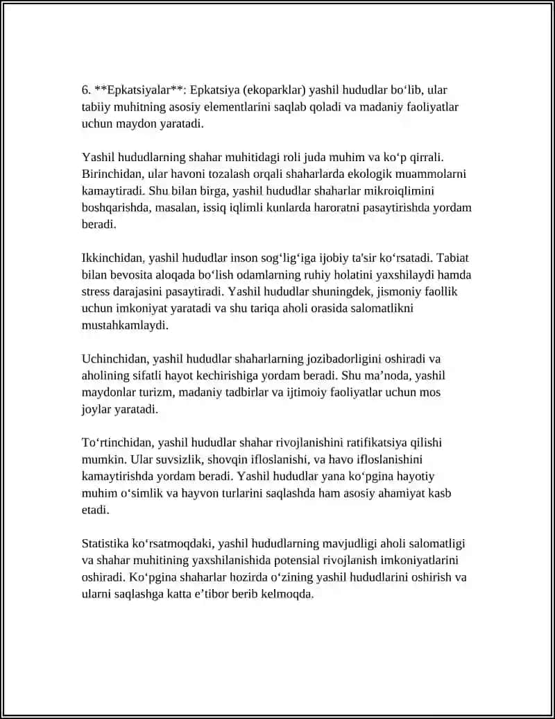 YASHIL HUDUDLAR VA ULARNING SHAXAR MUHITIDAGI ROʻLI 4