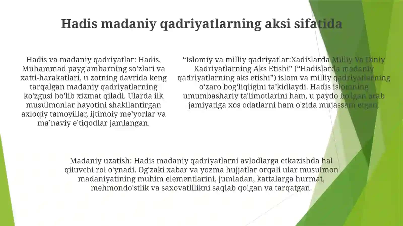 Hadislar va kadriyatlar 4