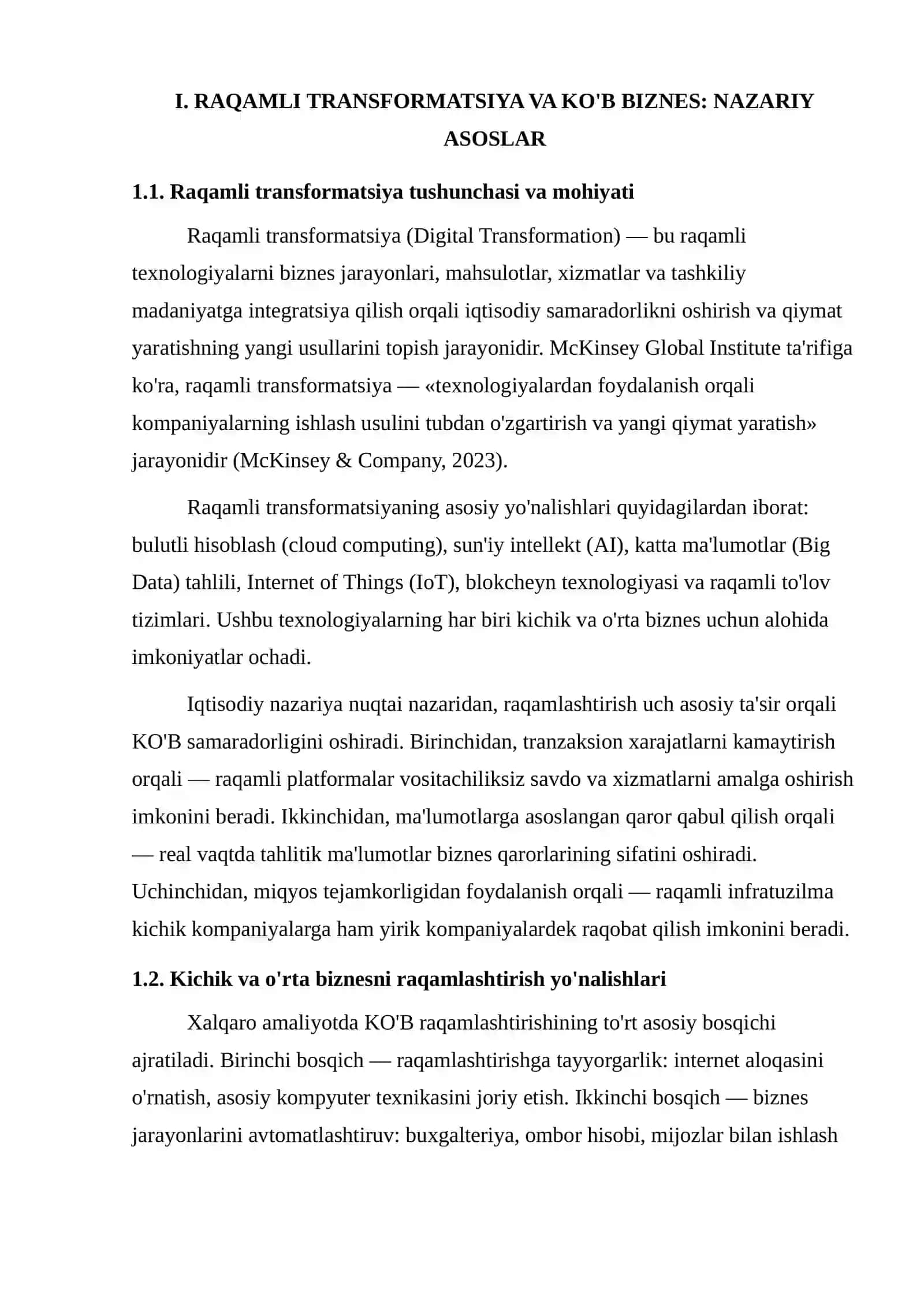 Raqamli transformatsiya jarayonida kichik va o‘rta biznesning roli: Kichik va o‘rta korxonalarni raqamlashtirishning iqtisodiy samaradorligi 4