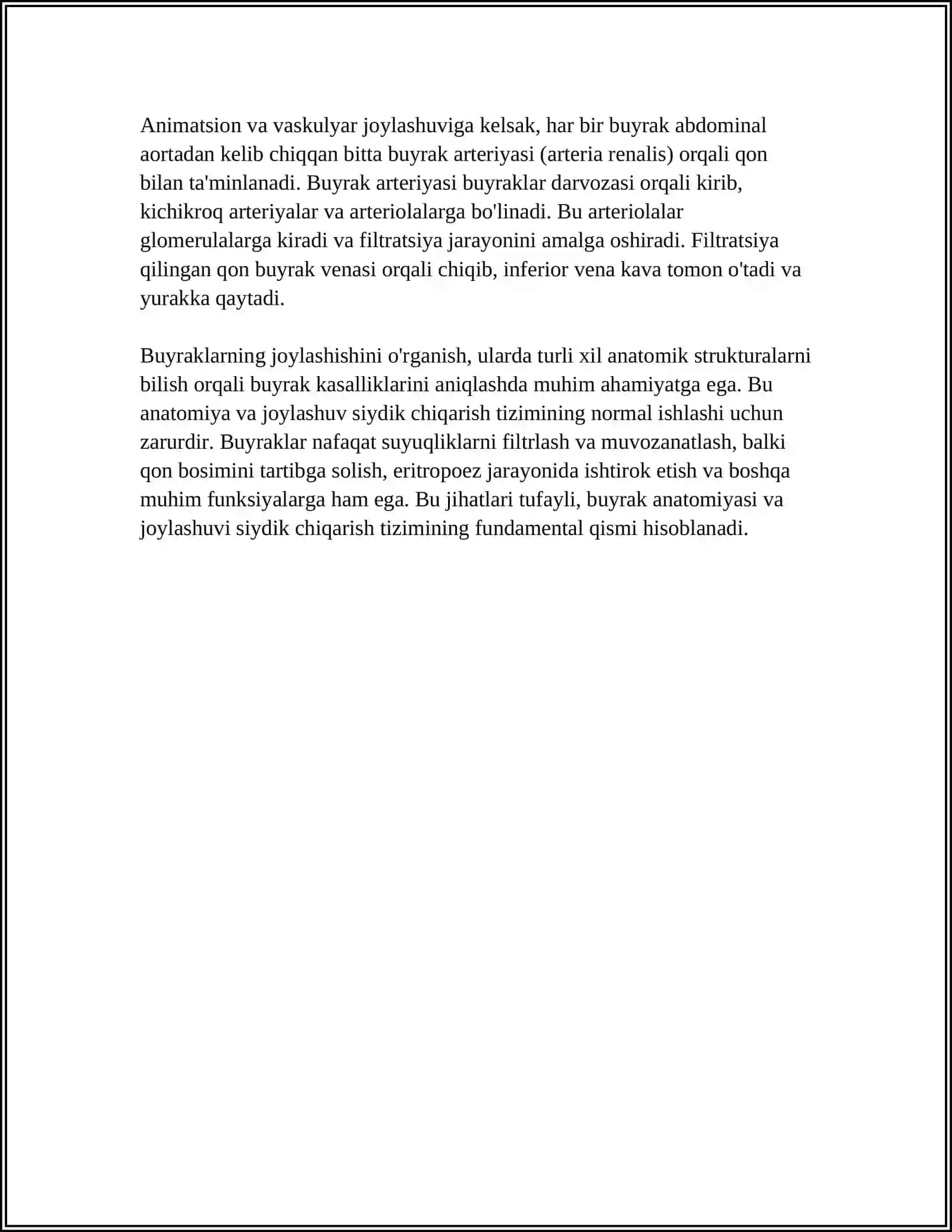 BUYRAKLAR VA SIYDIK YO'LLARI FUNKSIONAL ANATOMIYASI VA FIZIOLOGIYASI 4