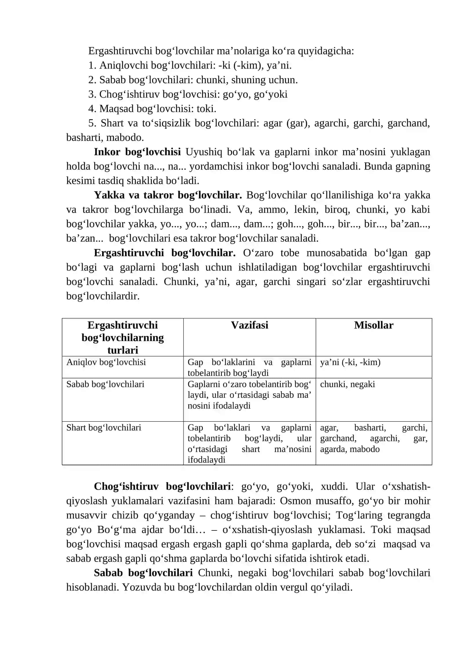YORDAMCHI SO‘ZLAR, ULARNING TURLARI 4