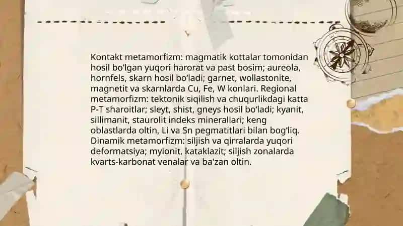 Metamorfik tog‘ jinslari tasnifi, foydali qazilmalari 4