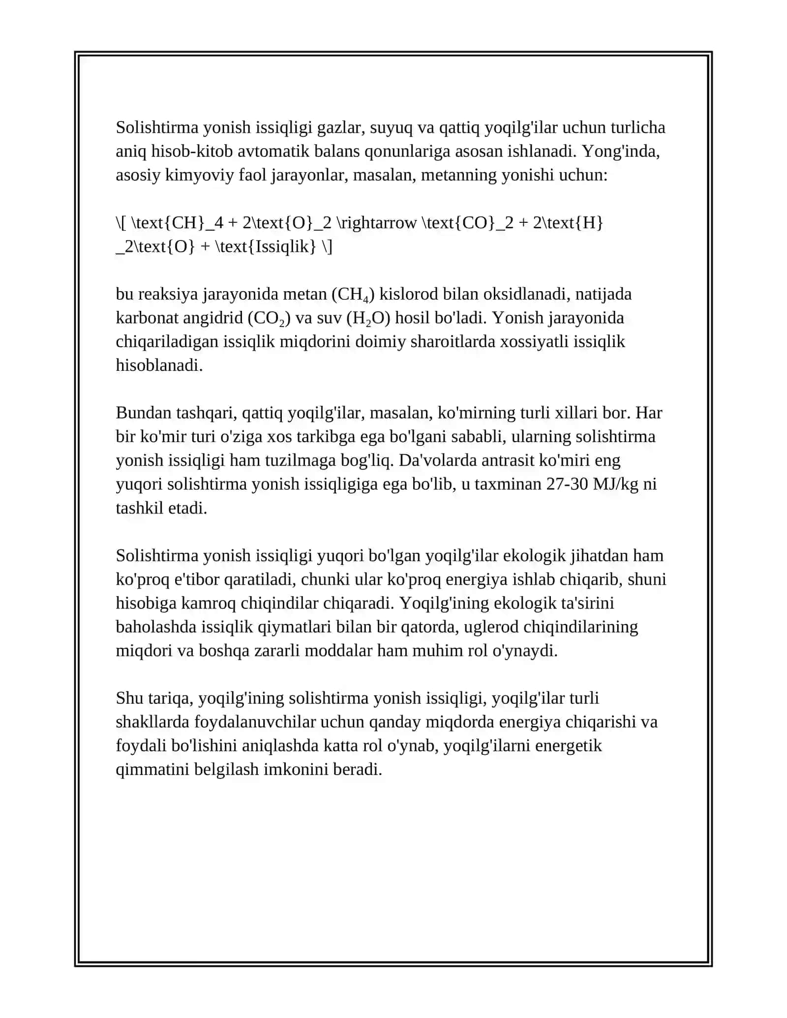 Yoqilg'ining solishtirma yonish issiqligi 4