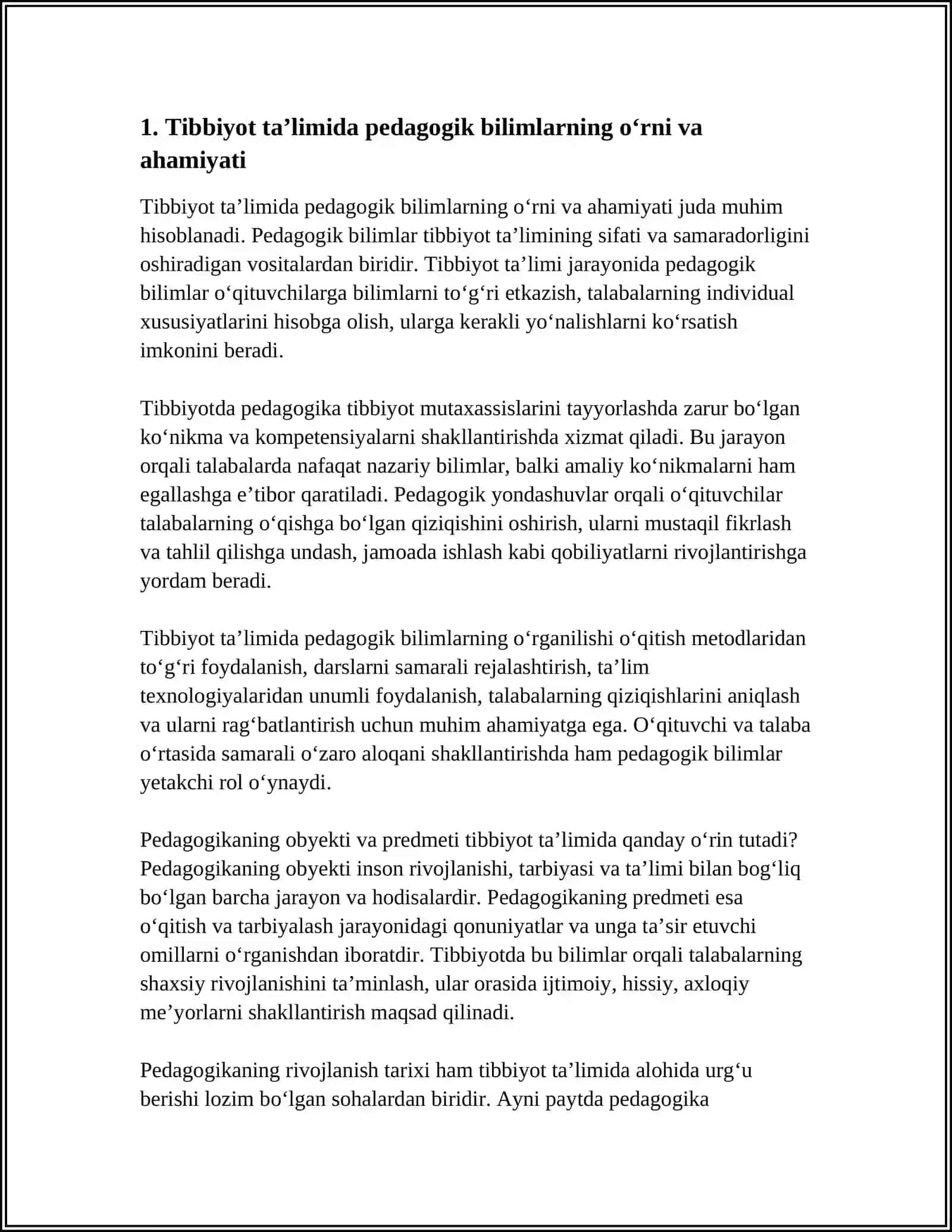 TIBBIYOTDA PEDAGOGIK BILIMLARNING O'RNI VA AHAMIYATI 4