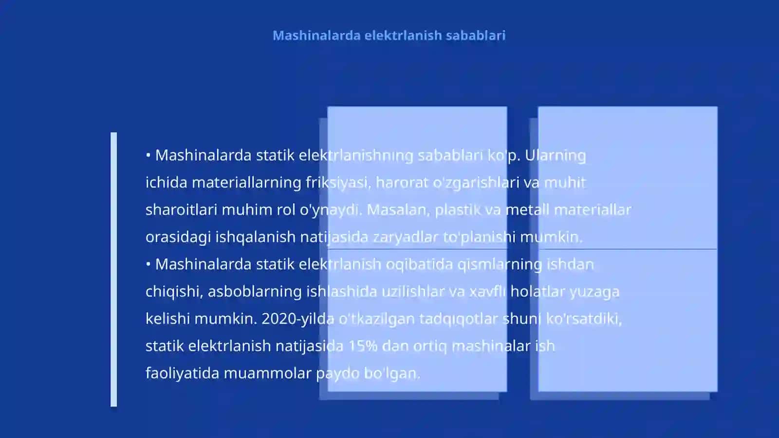 Mashina va mexanizmlardagi statik elektrlanishni o’rganish va hisoblash 4