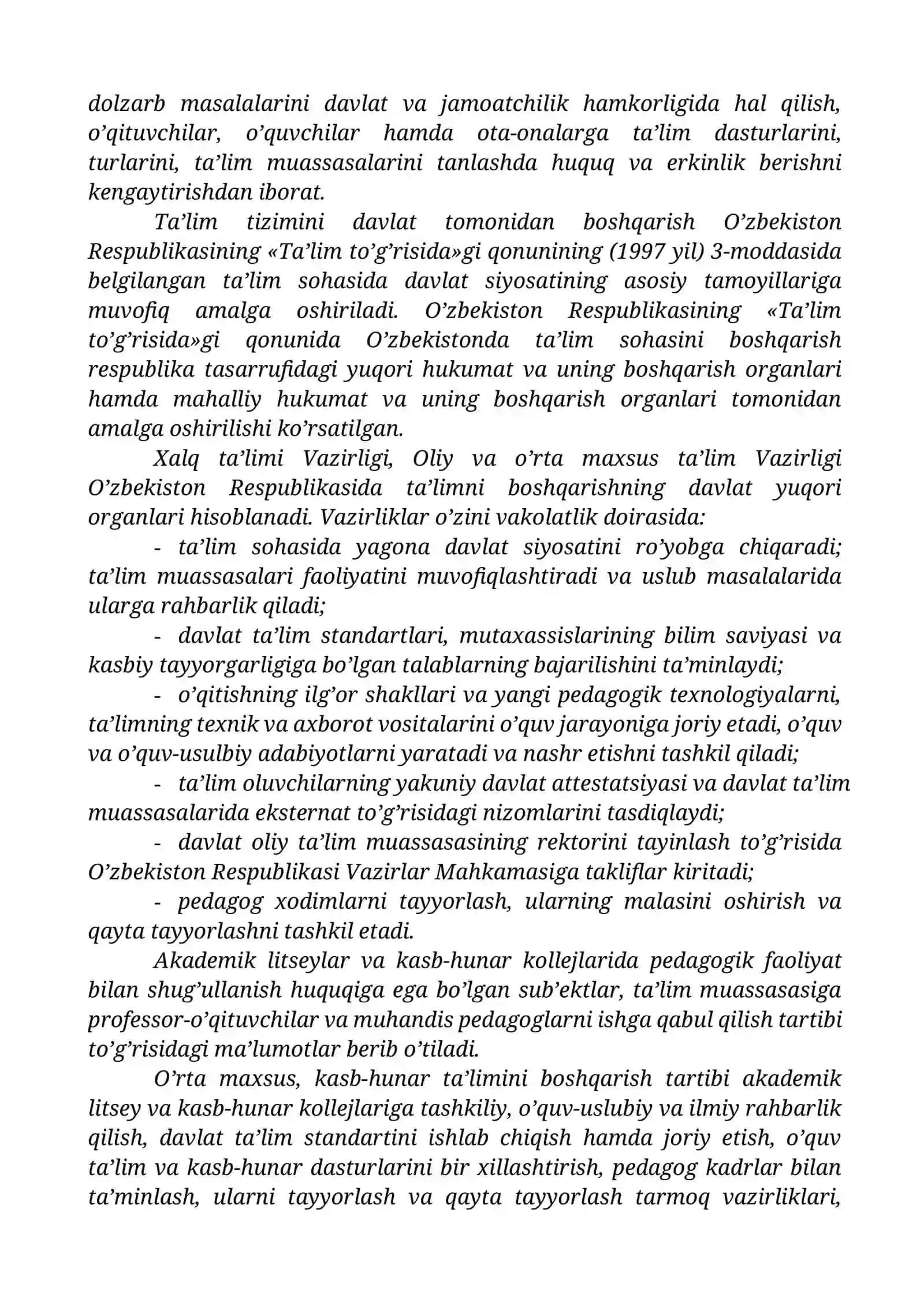 O’ZBEKISTON RESPUBLIKASI TA’LIM MUASSASASI MENEJMENTI 4