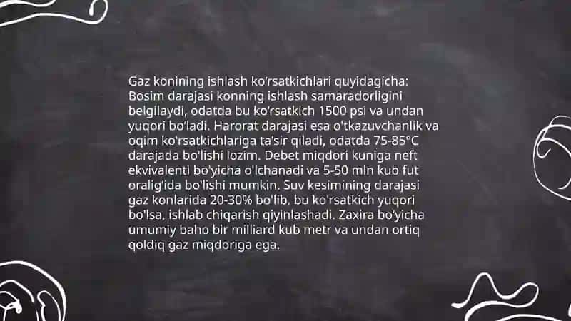 Gaz qazib chiqaringning ōsuvchi va doimiydavrlari uchun gaz konining ishlash korsatkichlarini aniqlash 4