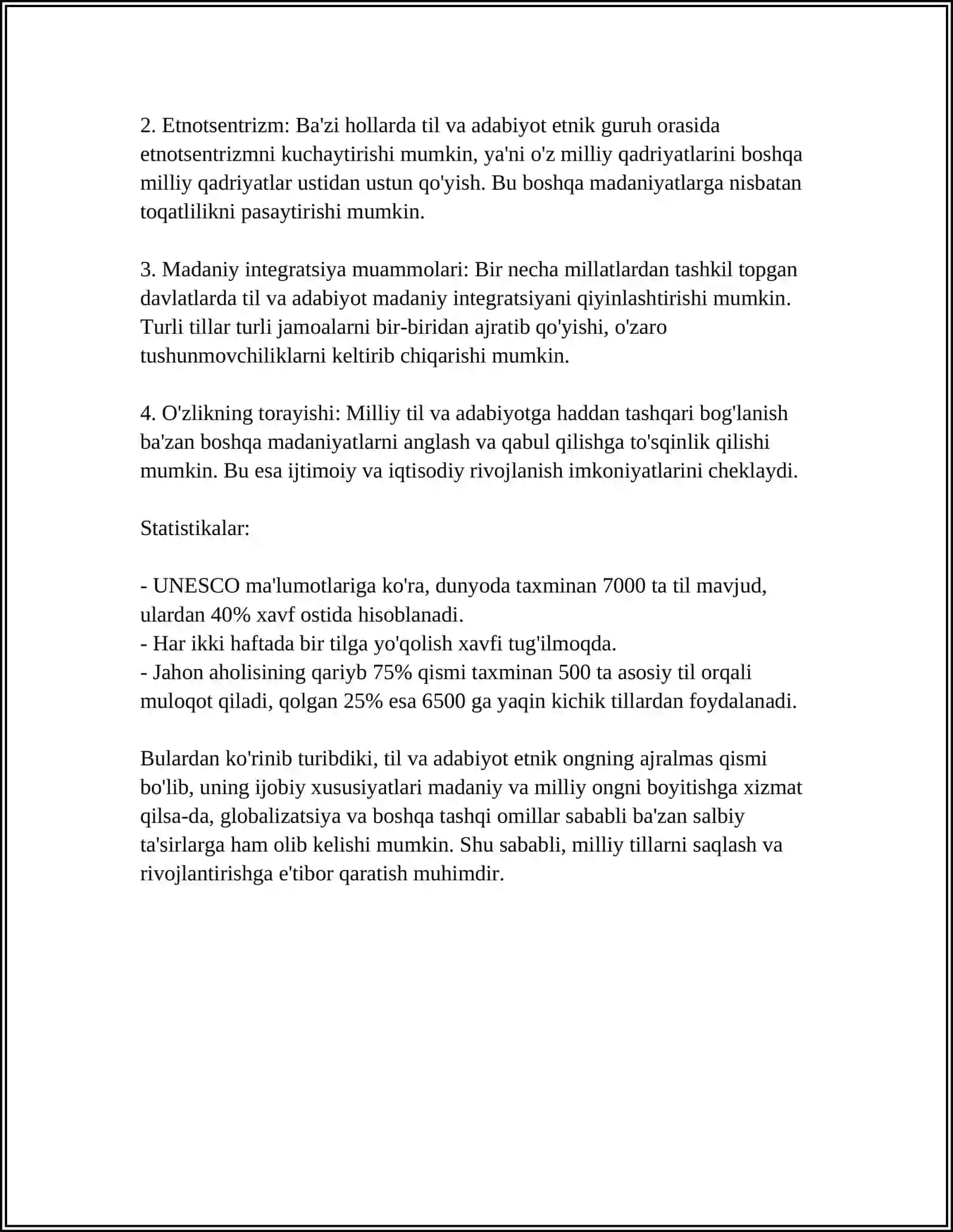 Til va adabiyot: etnik ongdagi ijobiy va salbiy omillar 4
