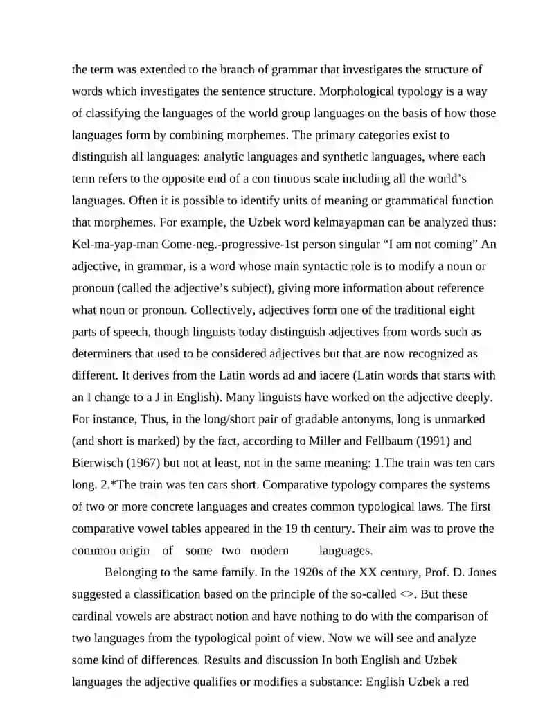 COMPARATIVE ANALAYSIS OF ADJECTIVES IN THE ENGLISH AND UZBEK LANGUAGE.kurs ishi 4