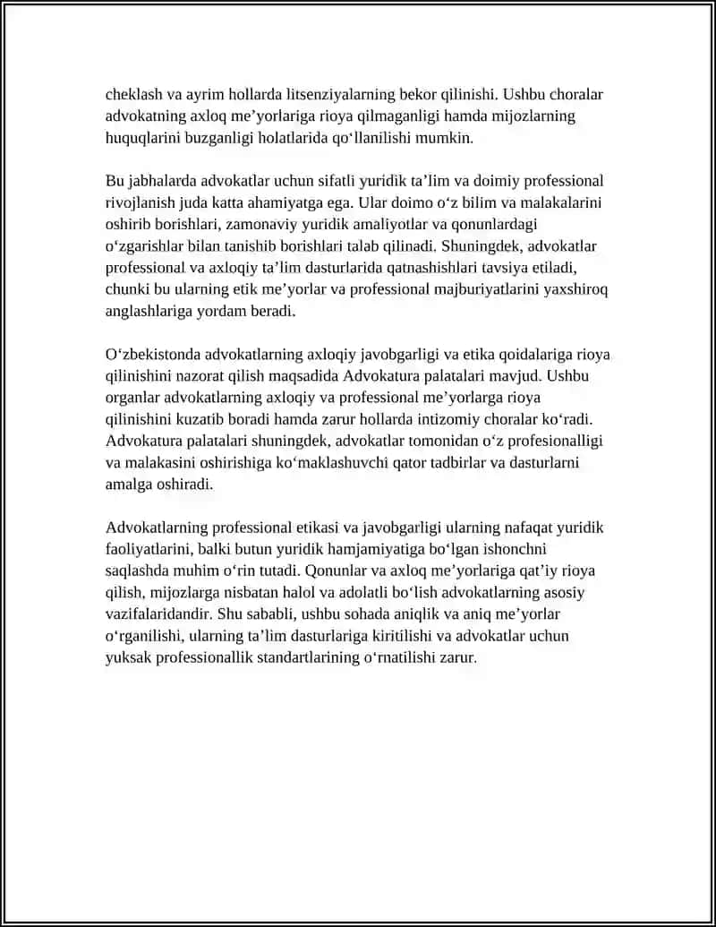 ADVOKATURA. PROKURATURA. MOLIYA, PUL VA BANK TIZIMI. MUDOFAA VA XAVFSIZLIK 4