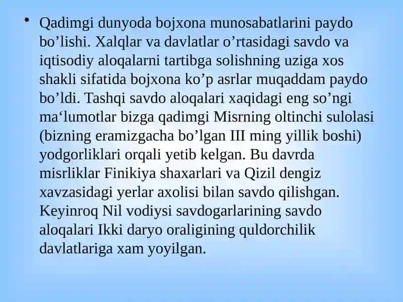 BOJXONA ISHINING SHAKLLANISHI VA RIVOJLANISHI TARIXI 4