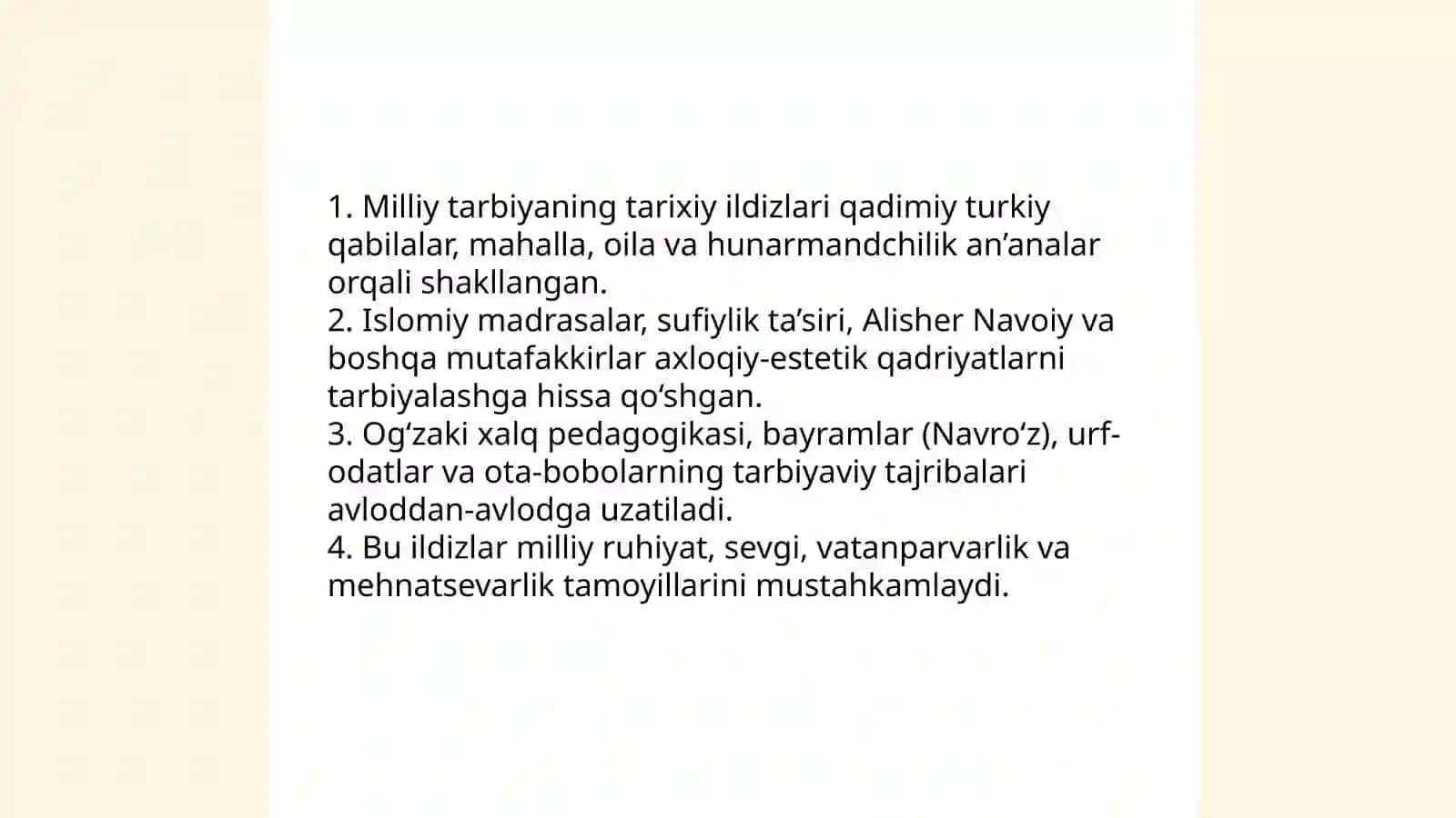 Milliy tarbiyaning mazmuni va uni takomillashtirish 4