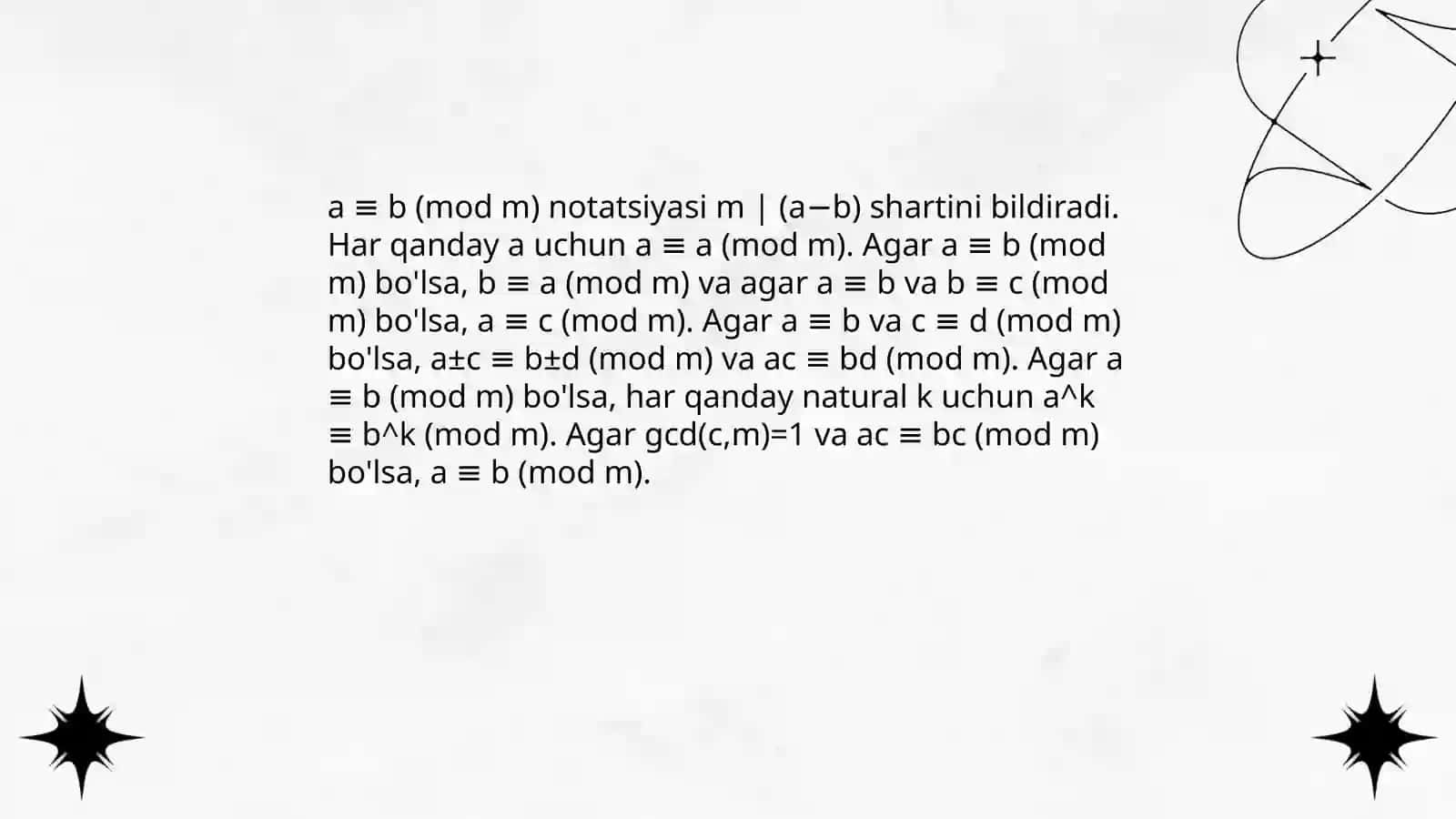 Birinchi darajali taqqoslamalar.Qoldiqlar haqidagi Xitoy teoremasi 4