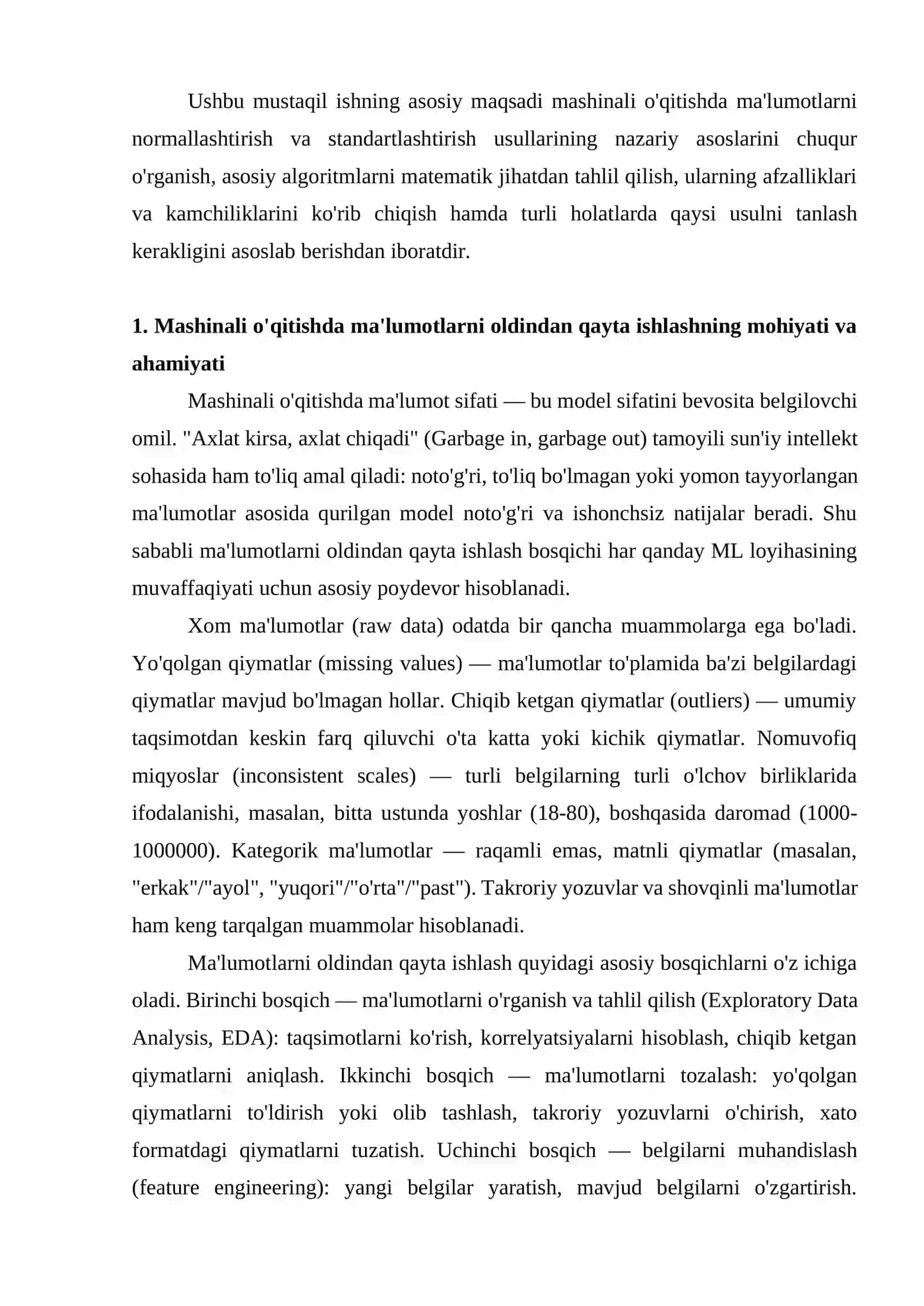 Mashinali o'qitishda ma'lumotlarni normallashtirish va standartlashtirish usullari 4