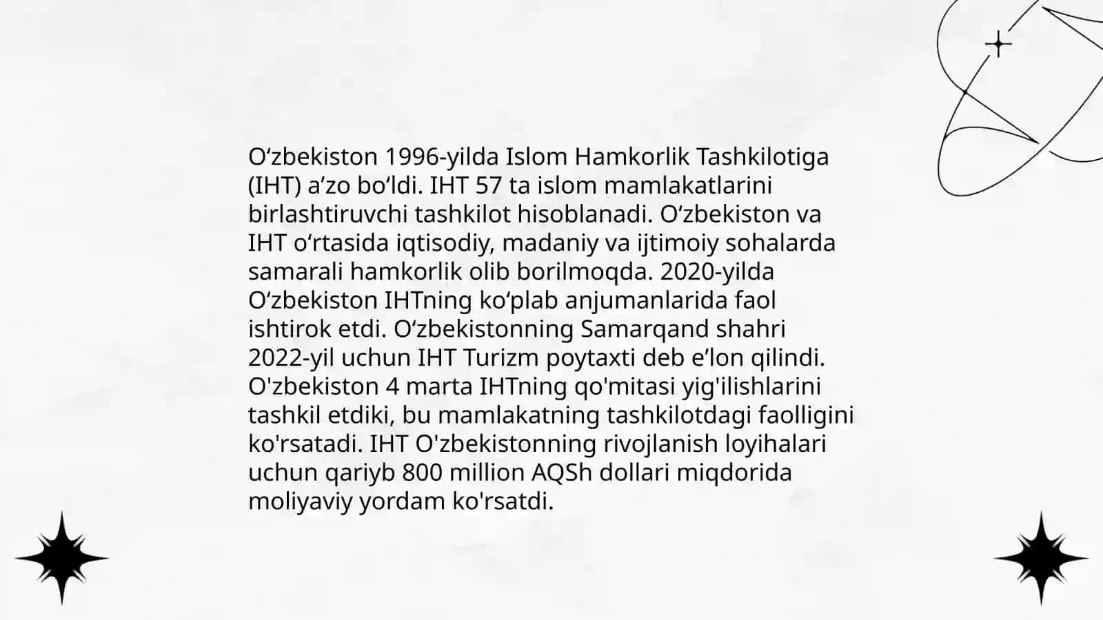 Oʻzbekiston va Jahon hamjamiyati:Oʻzbekistoning xalqaro va mintaqaviy tashkilotlar bilan hamkorlik 4