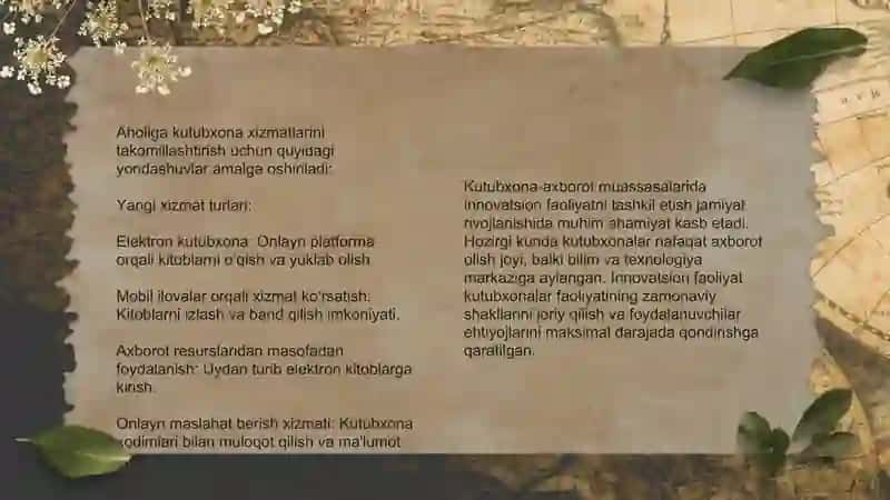 Kutubxona-axborot muassasalarida innovatsion faoliyatni tashkil etish va aholiga axborot-kutubxona xizmati ko'rsatishni takomillashtirishda innovatsion yondashuv 4