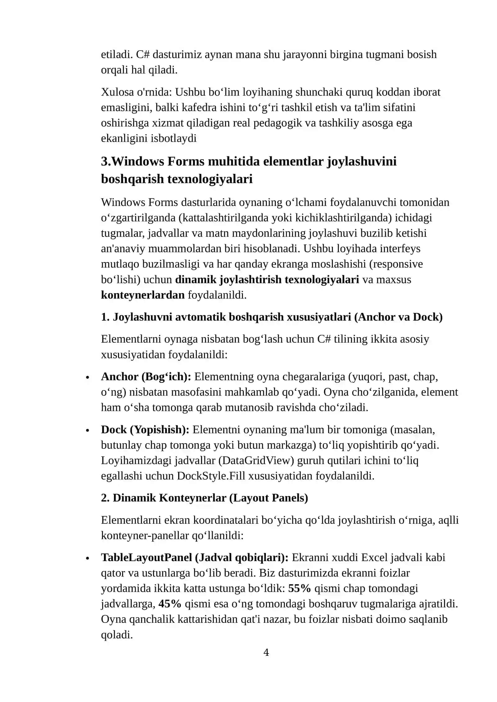 “Kafedra o‘qituvchilari yuklamasini boshqarish tizimi” dasturini yaratish 4