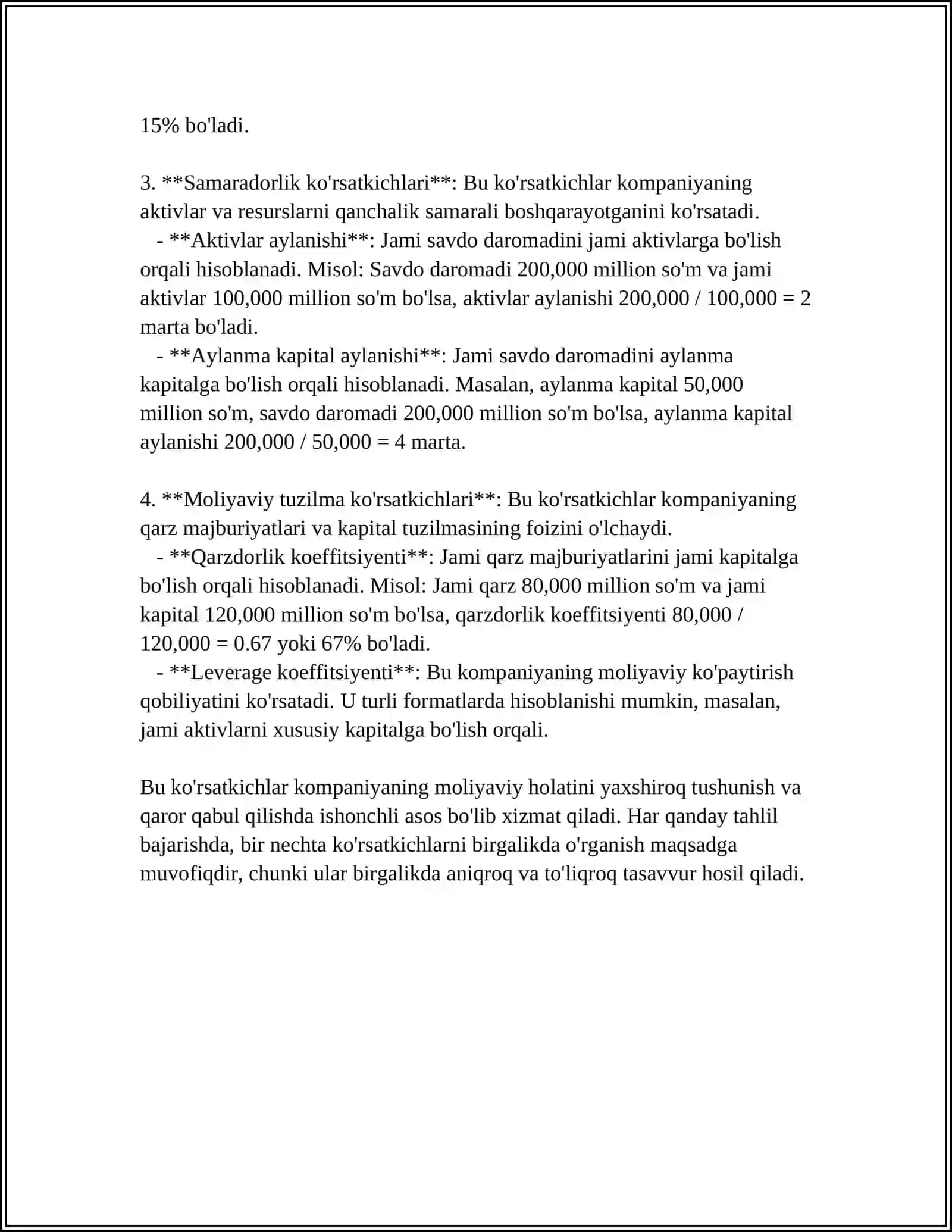 Moliyaviy Koeffitsiyentlar 4